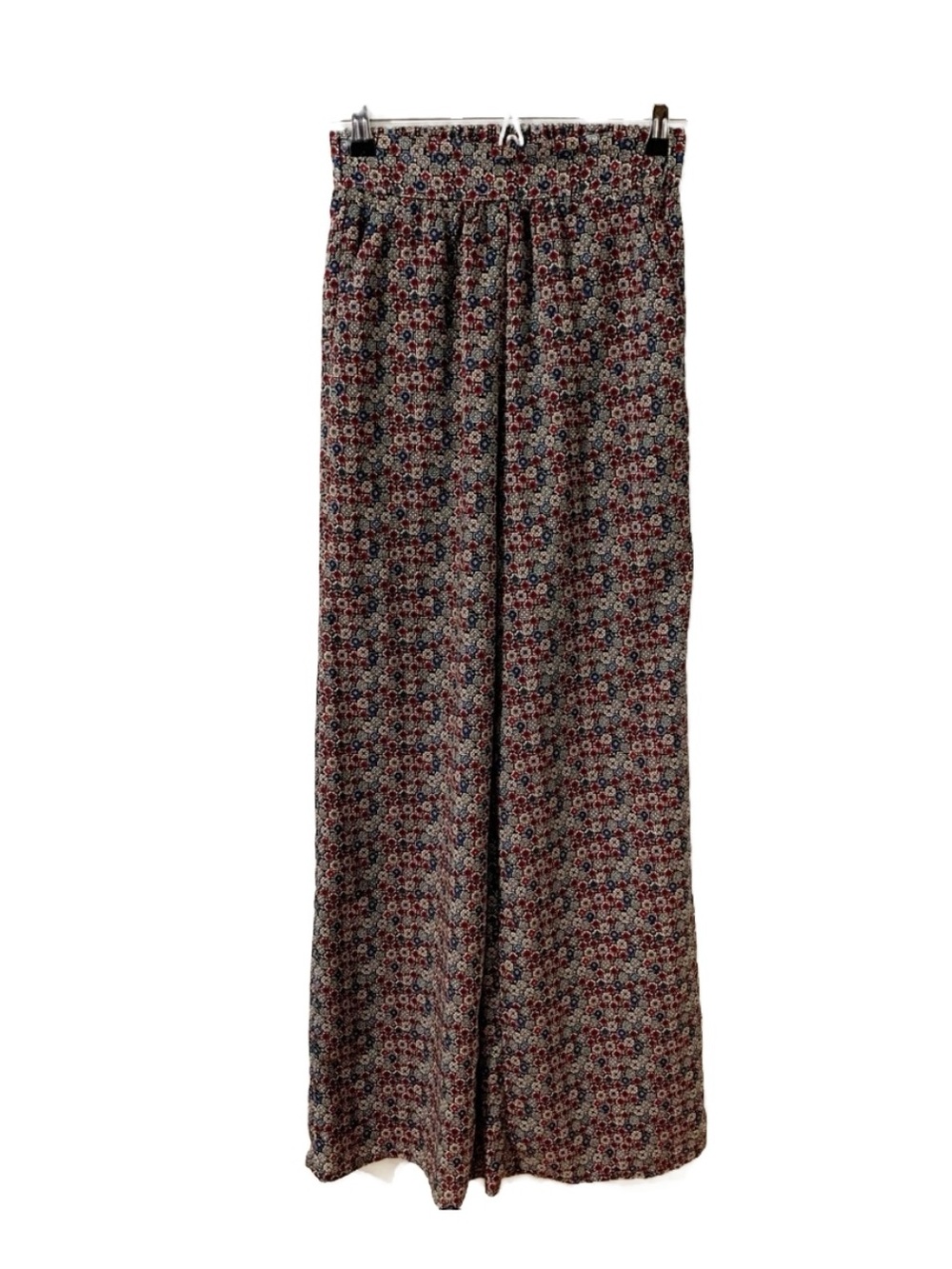 BCBGeneration High Rise Geometric Patterned Pant Wide Elastic Waistband Pockets